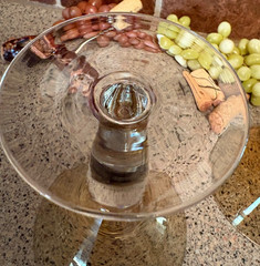 Martini Glasses (2) Amber and Heavy Clear Stem with Controlled Bubble under Bowl