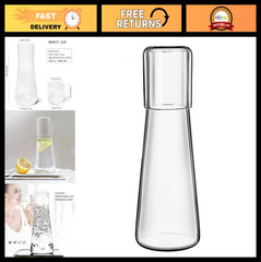 Clear Water Carafe Set with Tumbler Glass – 30 oz Nightstand Decanter for Bedroo