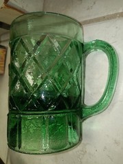 Vintage Pulque Aqua Light Green Chivo Goat Drinking Glass Goblet Mug Mexico