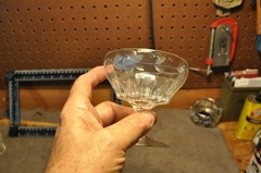 Vintage Footed Sherbet Glasses One Glass , Etched Flowers see pictures