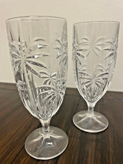 Set of 2 Godinger Crystal South Palm Tree Ice Tea/Water Goblets «Shannon»/Pair
