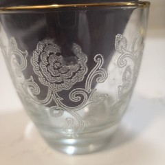 Vtg Homer Laughlin Glasses Set of 2 Lacey Queen Esther White Flowers Gold Rim