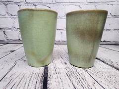 MCM Frankoma 5L Prairie Green Tumbler – Set of two (2) – Ceramic – Oklahoma