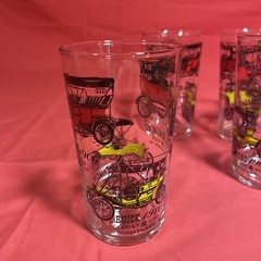 Vintage Libbey 5” Drinking Glasses (4) Antique Car Design Studebaker Cadillac