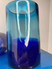 Vintage Hand blown Dual Color Blue Glasses/Vases Of The Jalisco MX Ombré Effect