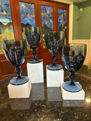 Libbey Gibralter Duratuff Dusky Blue Water Goblets.