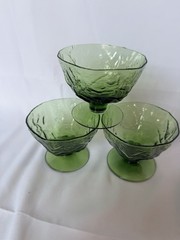 3 Morgantown Seneca Glass Driftwood Modern Avocado Green Sorbet Sherbet T8