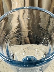 Pair of Heavy Hand Blown Cordial Glasses Swirl Ribbon Stem. Excellent Condition.