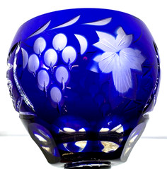 Single NACHTMANN TRAUBE Tall Hock Wine 8 1/4″ Cobalt Blue Cut to Clear Crystal