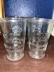 Lot 4 Stella Rosa Black Recycled Glass Tumblers Crown Embossed Heavy