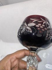 Nachtmann AJKA Bohemian Deep Ruby HTF Cut Clear Crystal Wine Glass