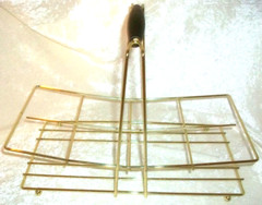 Vintage Continental Can Company Hazel Atlas Atomic Sunflower Glasses Teak Caddy