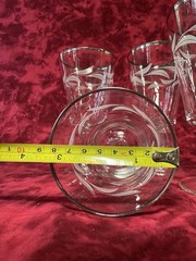 Cristal D Arques Etched Laurel Leaf Water Goblets with Platinum Rim Set Of 7