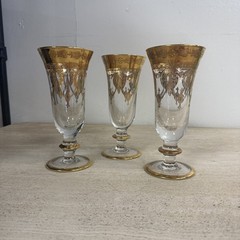 Interglass Italy 24k Gold Drinking Glasses 7.5” Set of 3