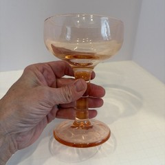 Vintage Pink Coupe Martini Glasses Set of 4 Chunky Stem Retro Barware
