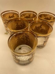 Vintage Set of 6 Mid Century 1976 Bicentennial Declaration 22kt Gold Rim Glasses