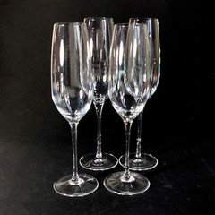 TIFFANY & CO CLASSIC U CHAMPAGNE FLUTES, Blown Lead Crystal, 9 5/8″, 10 oz, 4PCS