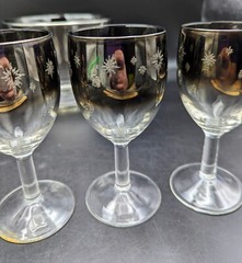 4 Vintage silver fade glasses with snowflakes Coordinating Ice Bucket