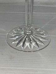 AJKA Thistle Wine Glass Red Cranberry Cut To Clear Crystal Bohemian Hungary