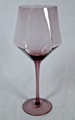 Set of (4) Rose Wine Glasses Faceted Diamond Design w/ Angled Base 16 oz