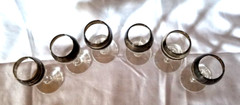 Silver Dipped Band Cordial Bar Glass SET of 6 Small 3.75″ Tall Dorothy Thorpe