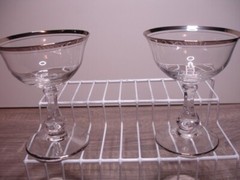 Set of 3 Glastonbury Lotus Colonial 92 Platinum Stem Champagne Sherbert Glasses