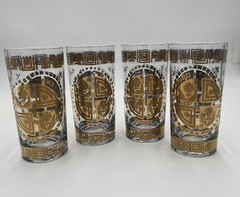 Vintage Culver Coronet 22k Gold Highball Glasses Tumbler Drinkware Cups READ!