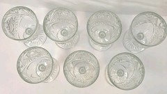 7 Libbey Hobstar Star of David Water Wine Goblets Stemware Glasses Heavy As is