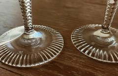 1960’s Meissen Bleikristall Cut to Clean Crystal Wine Goblet’s 2 Amber Signed