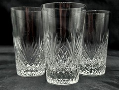 3 American Brilliant Period Strawberry Diamond & Fan Cut Juice Glass 3-3/4″ ABP
