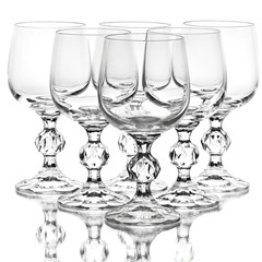 Claudia Crystal Wine Glasses Blown Glass 5.75″ H Set of 6 Poland