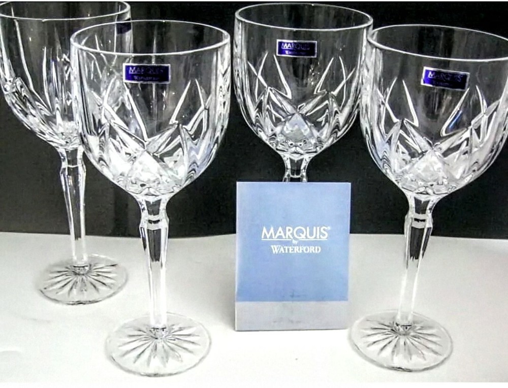 NEW Waterford MARQUIS Brookside WINE / WATER Goblets – SET OF 4 – NIB NOS