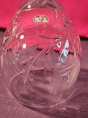 Bohemian Lead Crystal Wine Glasses Hand-cut W/Frosted Rose on Bowl,Hexagon Base