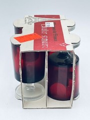 NEW NOS 8 Luminarc Cavalier Ruby Red Cordial Sherry Glasses MCM Clear Base VTG