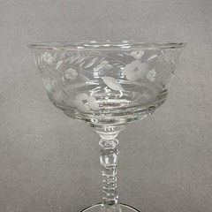 Libbey Rock Sharpe Halifax Tall Sherbet Champagne Glass 6 1/8″ Set of 4 Gray Cut