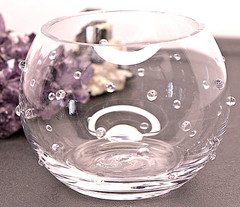 MCM Clear Glass Cup 3D Polka Dot Round Ball Vase Small Modern 2.5″ X 3.25″