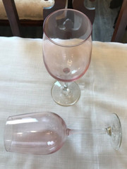 Pink Wine Glasses GODINGER LOT OF 2 BLUSH MERIDIAN? 9” FROSTED STEMS VGUC