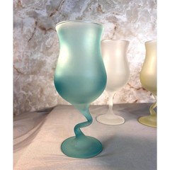 Set of 4 Libbey Fundamentals Z Stem Mixed Color Satin/Frosted Wine Glasses