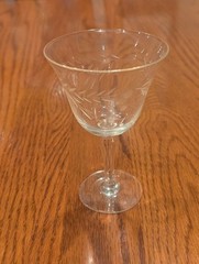 Vintage Crystal Cordial Sherry Glass Etched Wheat Pattern Design