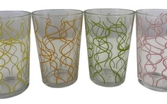 Set Of 6 Vintage Swirl Patterned Glass Tumblers 4.75″