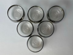 6 Vintage MCM Dorothy Thorpe Style Silver Rim Cocktail Glasses Eames Mad Men **