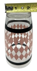 Vtg Hazel Atlas Beverage Glass 5.5 Inch Pink Diamond Black Trim Harlequin Argyle