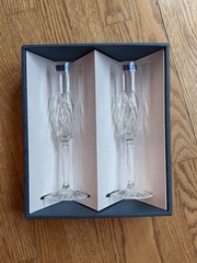 Marquis by Waterford Brookside Lead Crystal Champagne Flutes Set of 2 Boxed