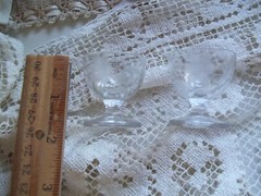Set of 2 Cordial Aperitif Liqueur Stemmed Glasses Etched Floral 1.75″ Mini Stem