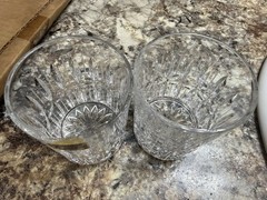 Lausitzer Glas Lead Crystal Hand Cut Rocks Glasses Set of 2 Clear