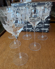 Lot of 6 Mikasa Crystal Charisma 9 1/4 Inch Water Goblets with Box