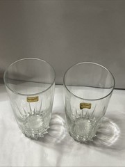 SET OF 2 LUMINARC CLEAR HIGHBALL GLASSES WITH STARBURST BOTTOM USA