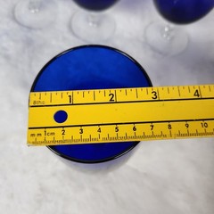 Set of 5 – Vintage Cobalt Blue Glass Goblets Tapered Stem Teardrop Clear Base