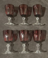 Cristal d’Arques Durand GOTHIC ARCH Ruby Red SET 6 Cordial Whiskey Glasses 3.25”