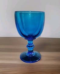 Vintage Hoffman House Antique Blue Tall Water Goblet Imperial Glass, MCM